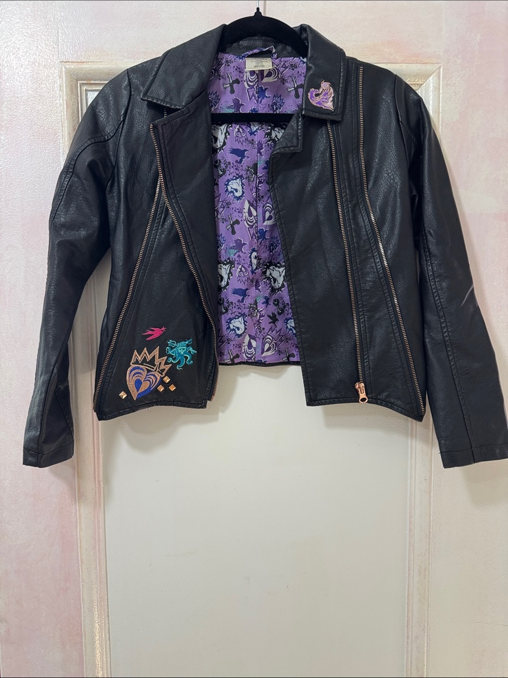 VINTAGE Disney Store Descendants Mal Faux Leather Moto Jacket Costume